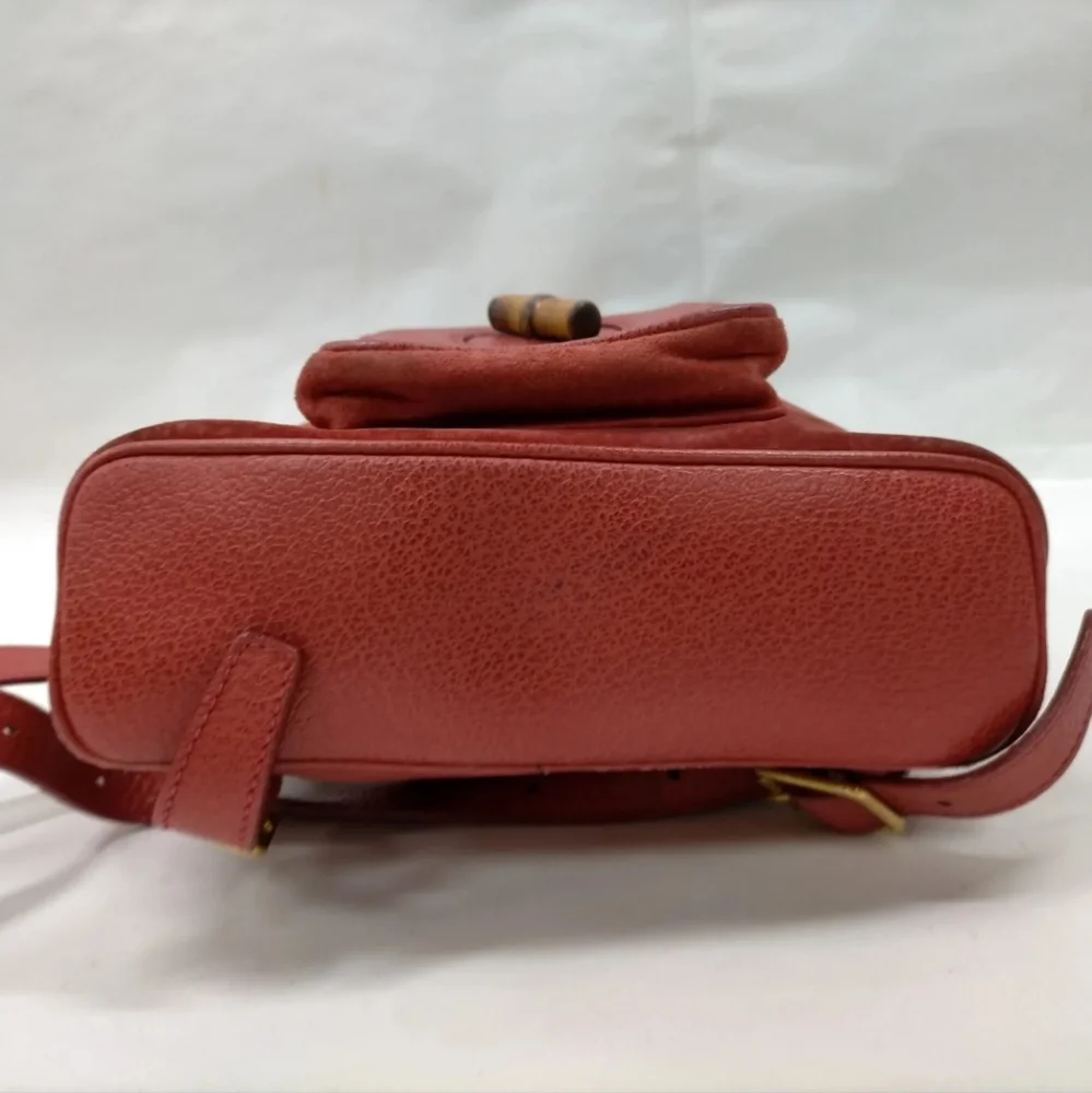 Gucci BackPack Bag Red Suede Leather